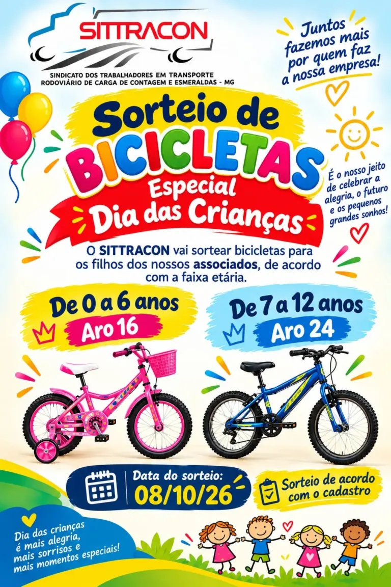 SITTRACON anuncia sorteio de bicicletas para filhos de associados no Dia das Crianças